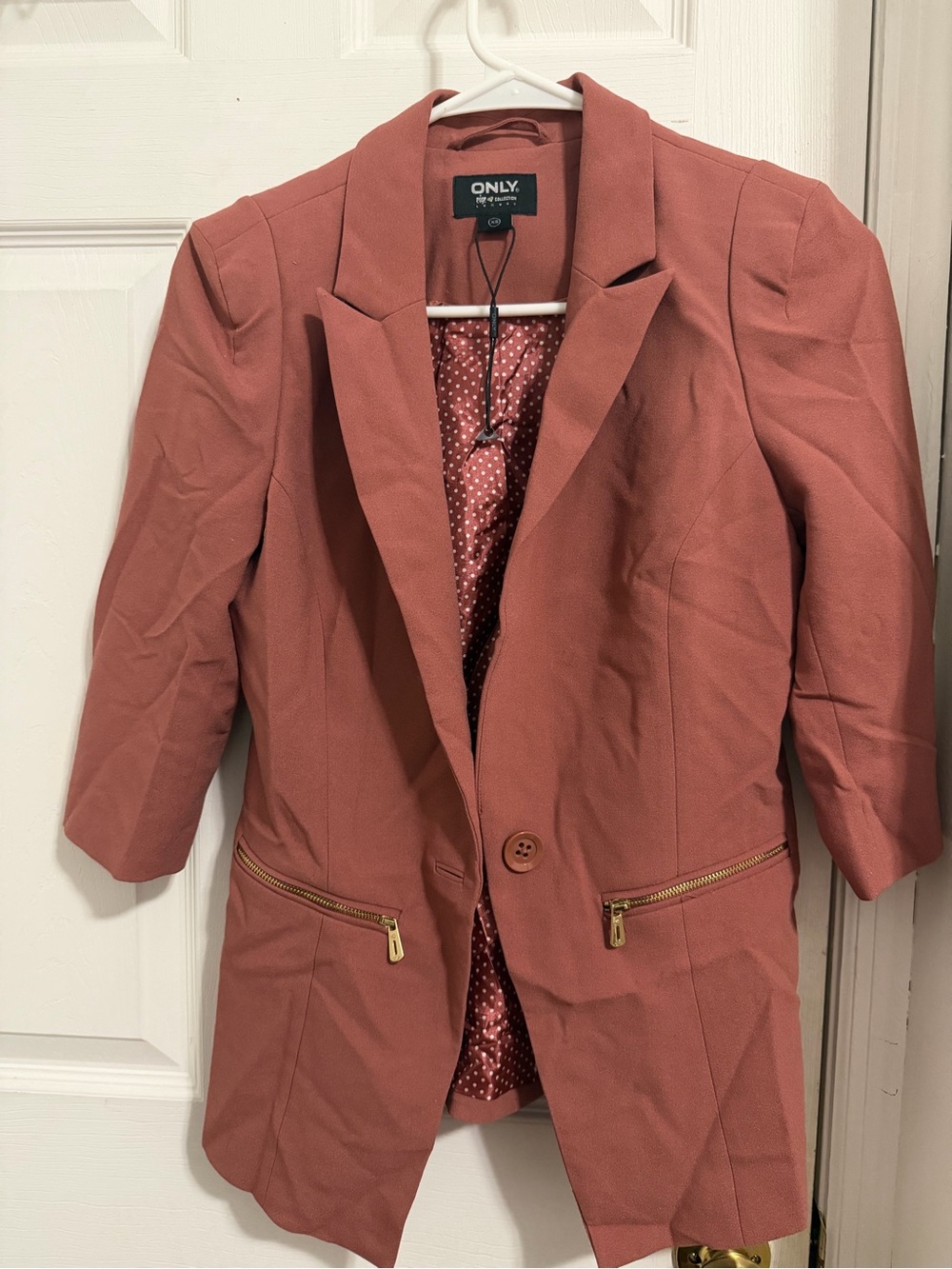 ONLY Rose-Tone Blazer with Gold Zippers